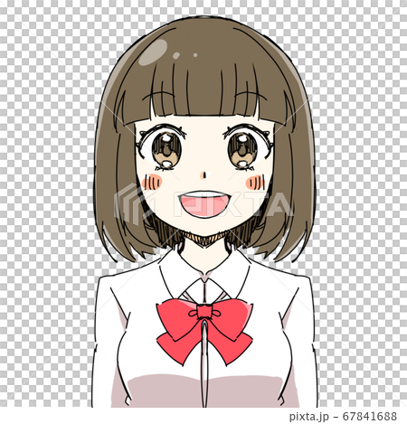 シンプルな女子高生 女の子 正面 笑顔2のイラスト素材